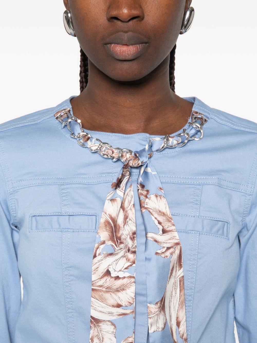 LIUJO Giacca con foulard girocollo celeste 