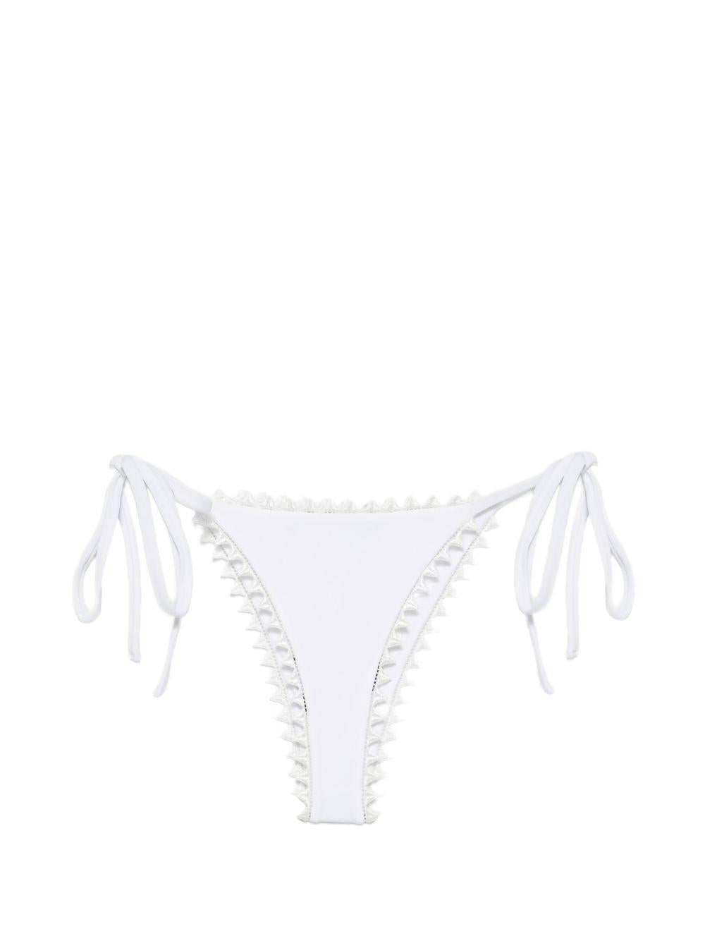 JACQUEMUS Slip bikini Picot bianco con lacci regolabili 