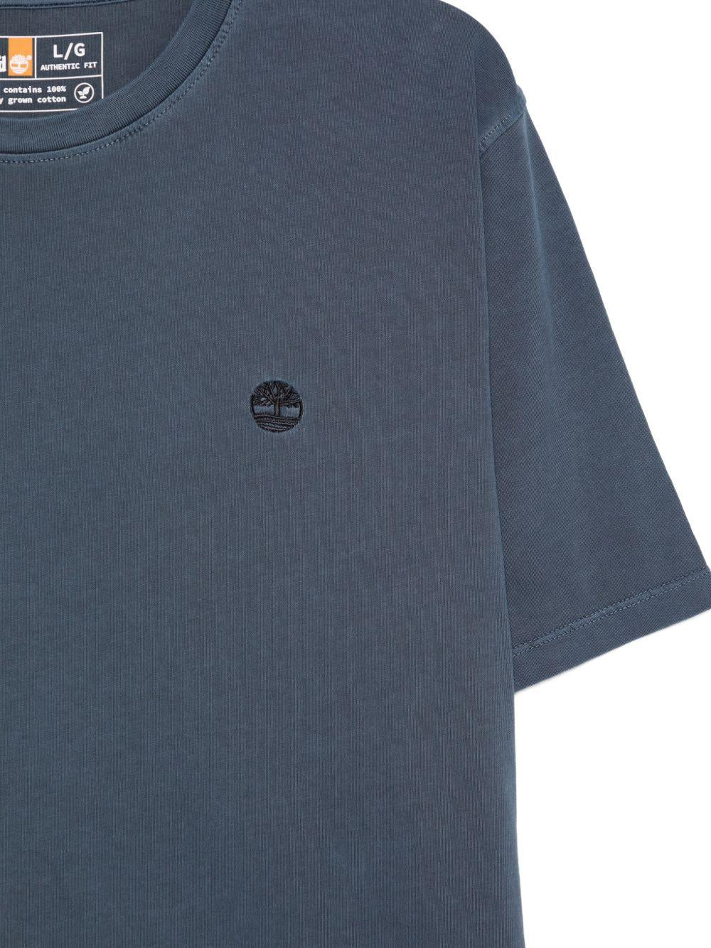 TIMBERLAND T-shirt in cotone blu con logo 