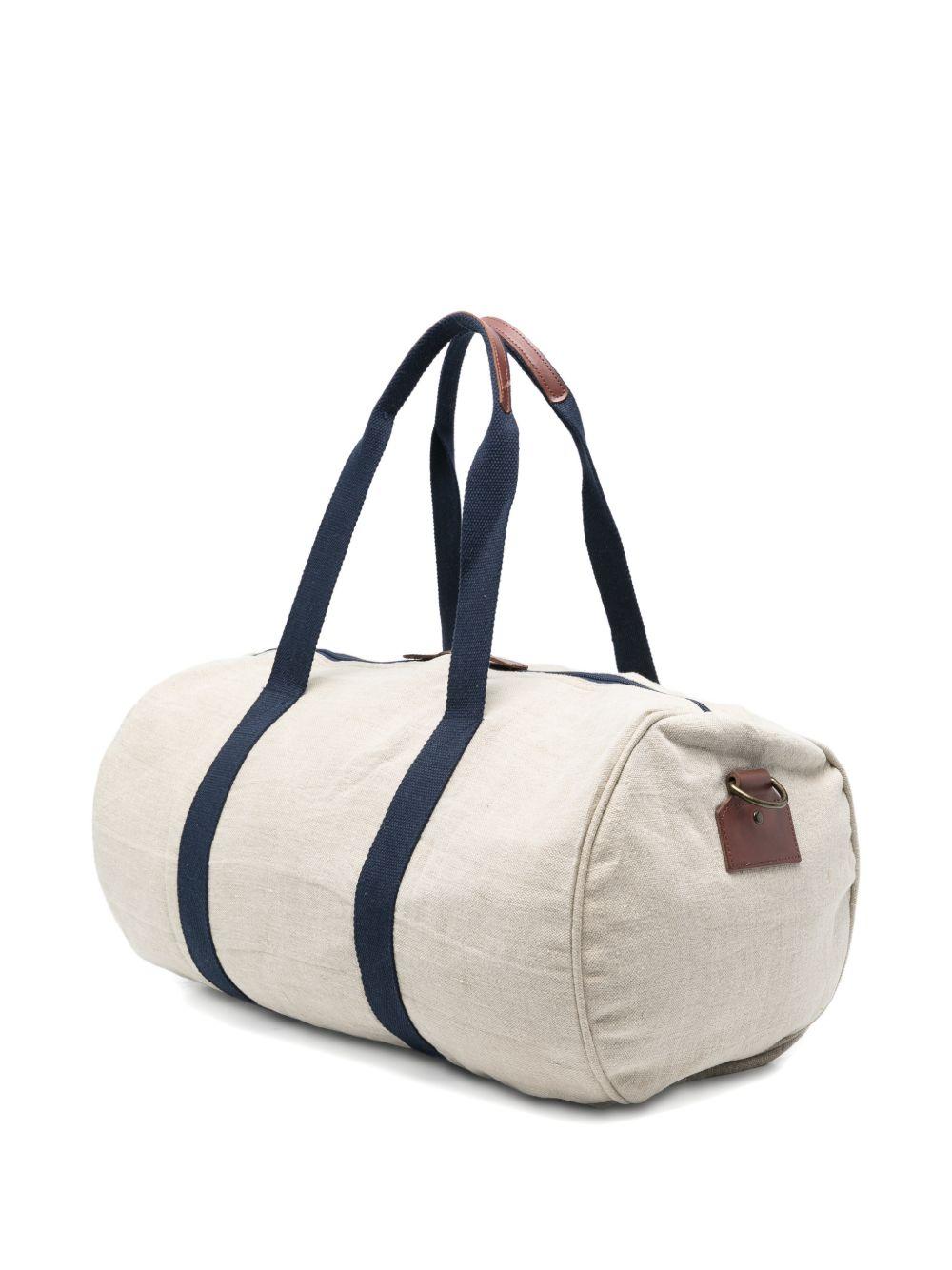MC2 SAINT BARTH Borsa a mano Jetleg Round in lino beige con logo 