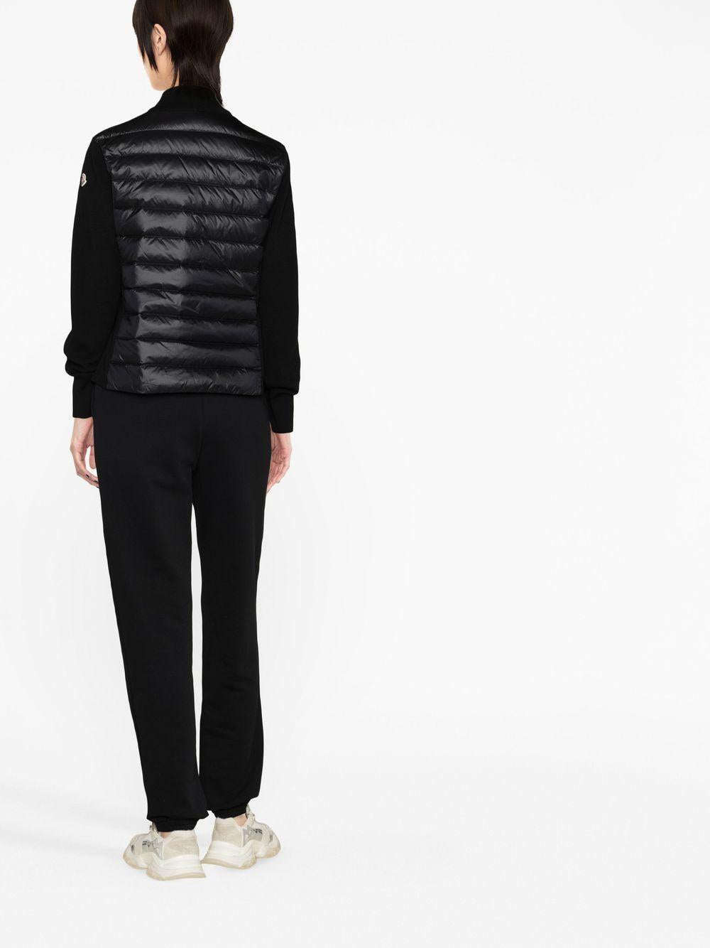 MONCLER Giacca cardigan nera con inserti 