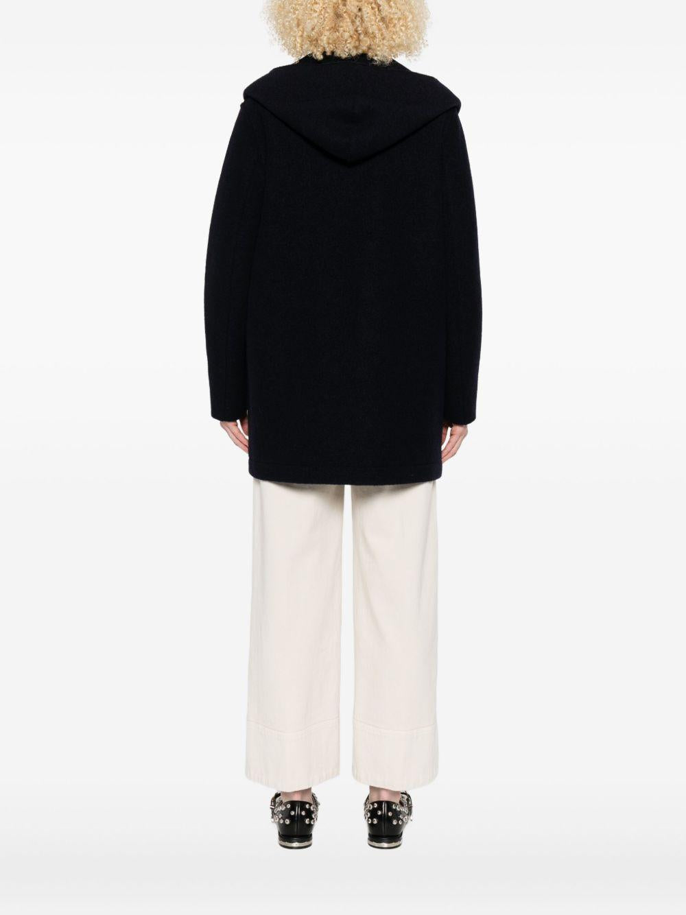 HARRIS WHARF LONDON Cappotto doppiopetto in lana blu 