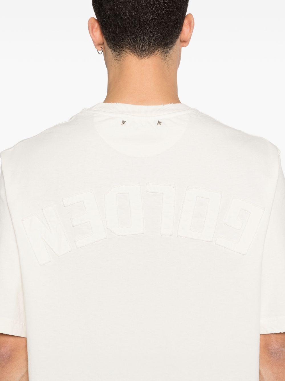 GOLDEN GOOSE T-shirt a maniche corte in cotone avorio 