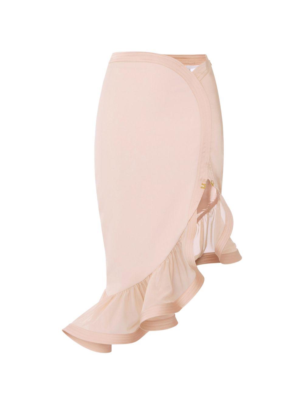 ELISABETTA FRANCHI Gonna midi rosa con ruches 