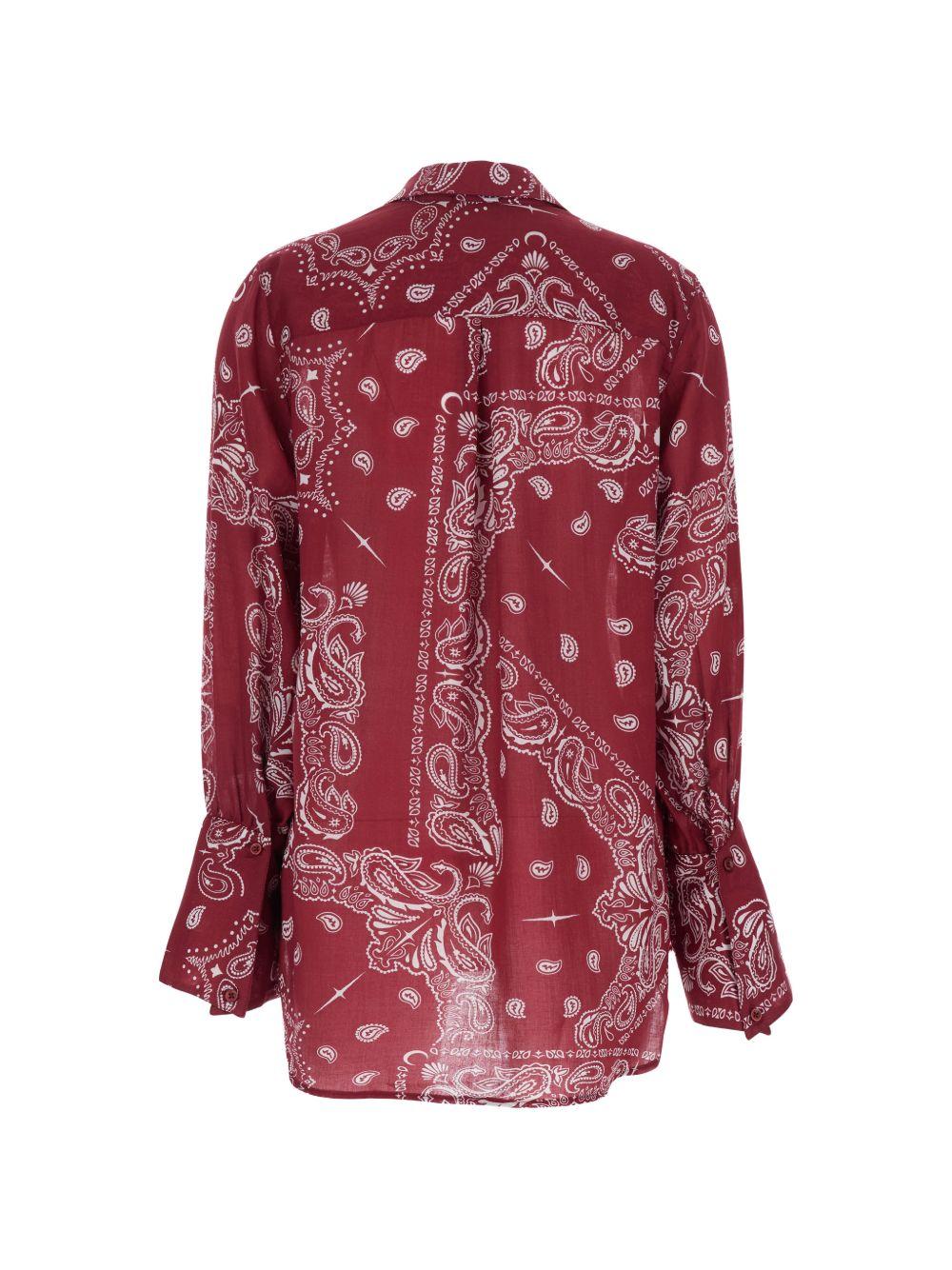 VENUJA Camicia oversize Sierra con stampa bandana rosso scuro 