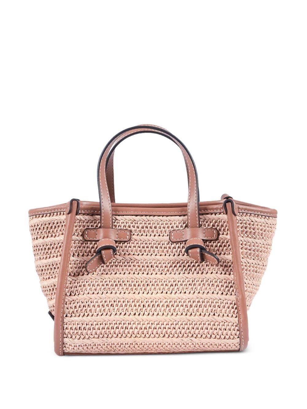 GIANNI CHIARINI Borsa shopping Marcella in rafia beige a righe 